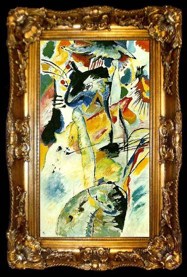 framed  Wassily Kandinsky painting with black arch, ta009-2